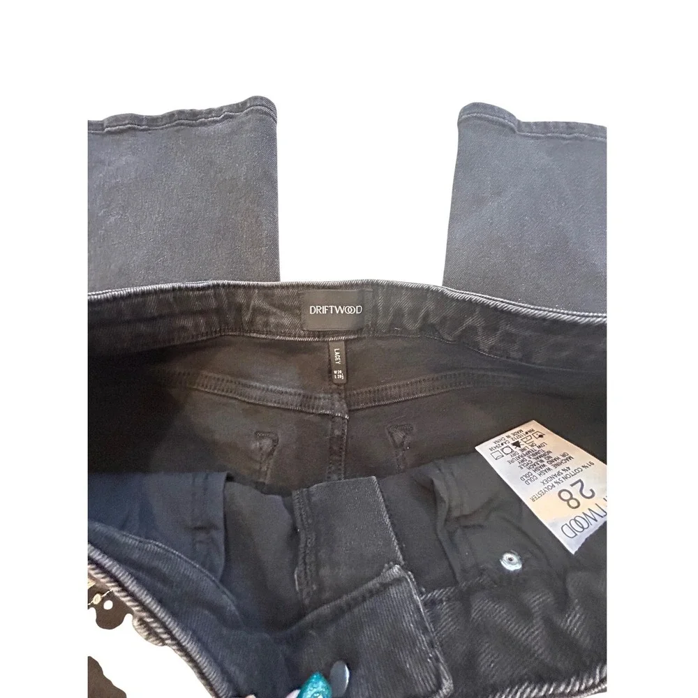 Driftwood Lacy Celestial‎ Embroidered Lace Up Side Wide Leg Jeans Black Size 28